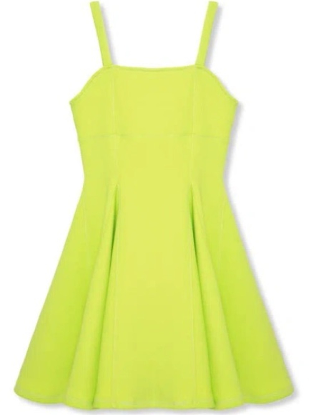 Girls' Neon Lime Spaghetti-Strap Fit & Flare Dress